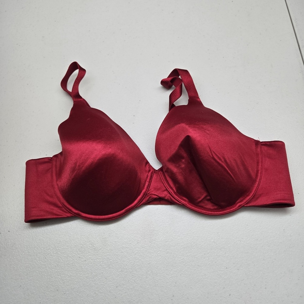 Lilyette Women Bra 38C Red T Shirt Underwired Strap Adjustable‎